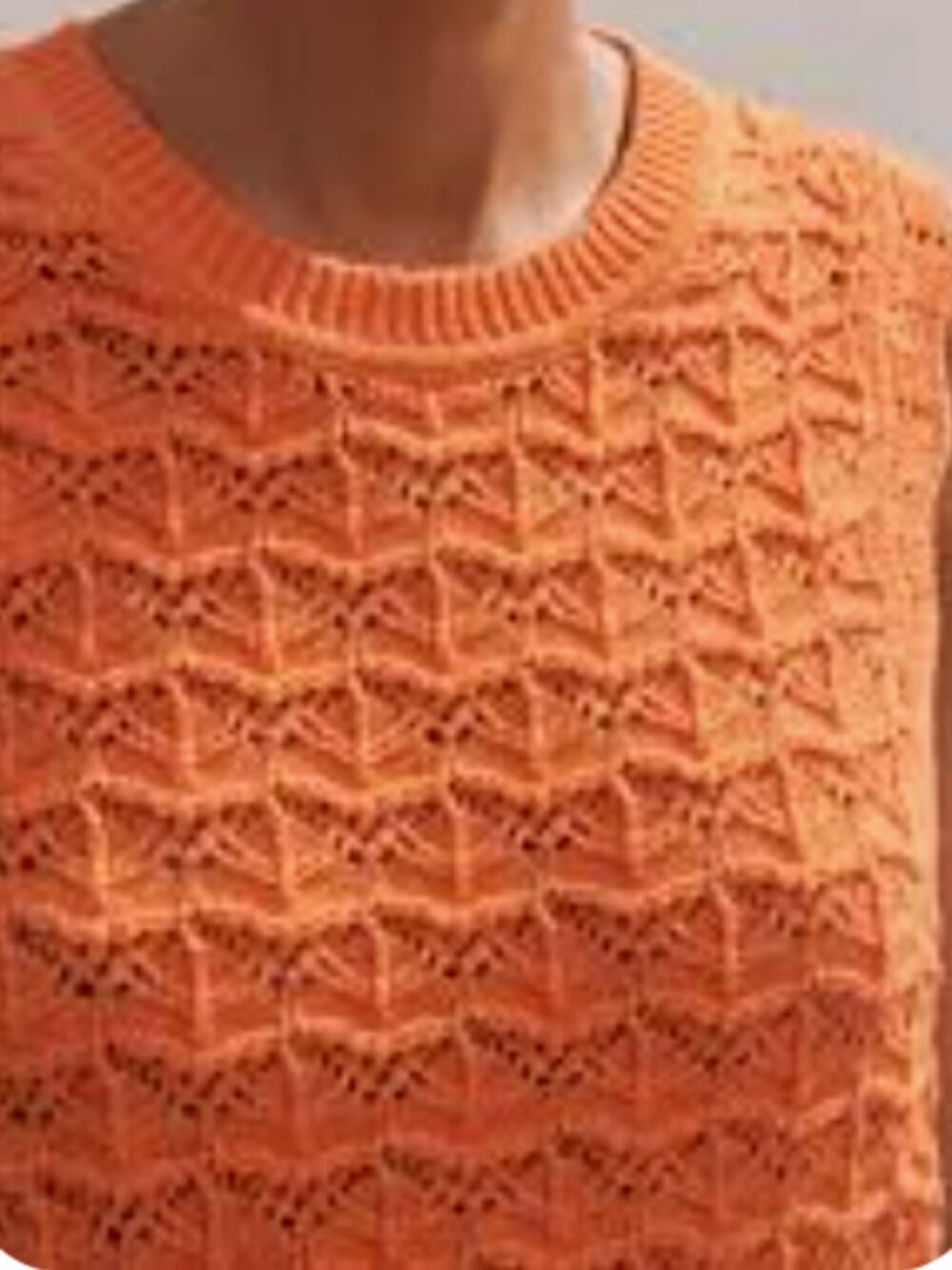 ME+EM Orange Cotton Lace Stitch Knit Vest with delicately detailed. Sz L
